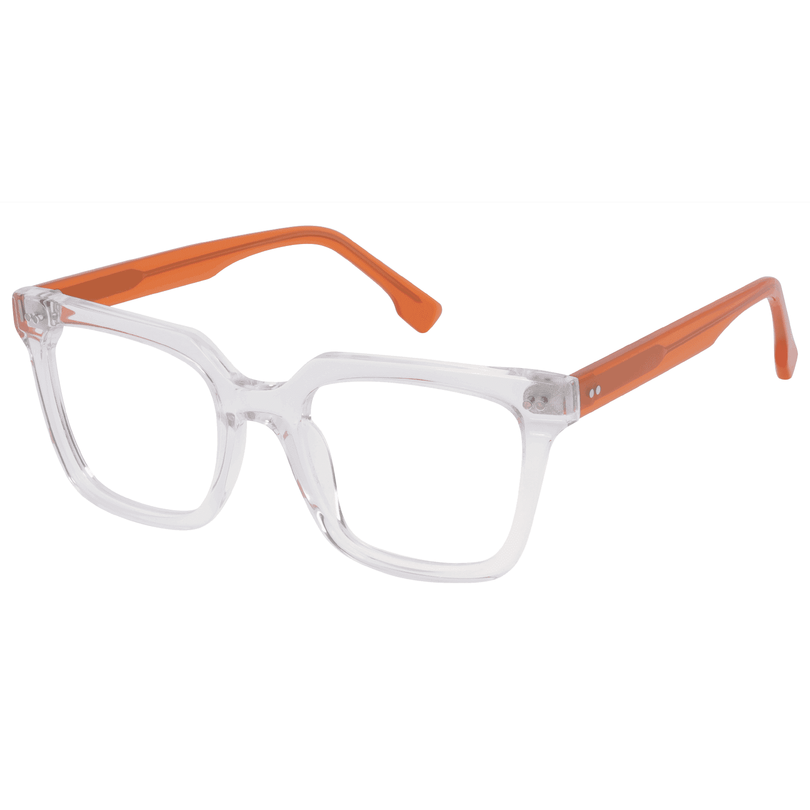 Onirii - Square Clear-orange Reading Glasses for Men & Women